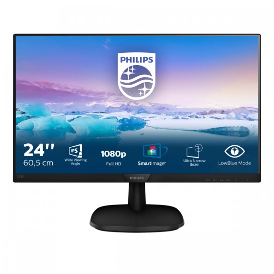 MON 23,8IPS VGA HDMI DVI VESA 16:9 PHILIPS 243V7QDSB 1000:1 5MS